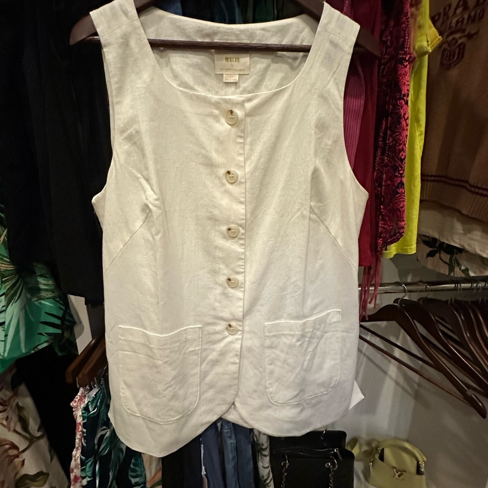 Maeve by Anthropologie White Button-Down Tank Top
